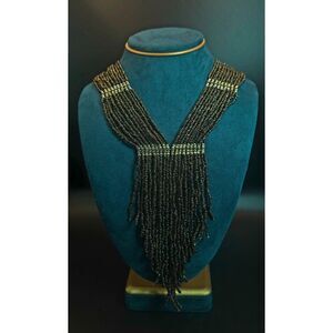 Y2K "mark." by Avon Iridescent Seed Bead Waterfall Fringe Statement Necklace